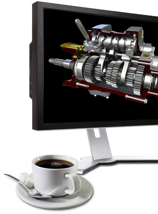 Monitor-mit-Kaffee